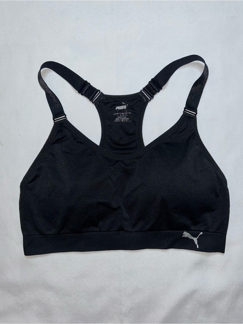 PUMA Black Sports Bra Athletic Workout Running L